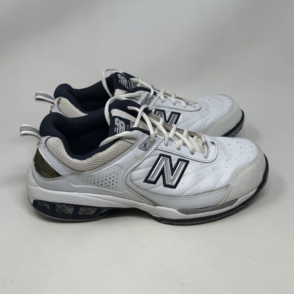 New Balance 806 Tennis Shoes Mens 9 2E Wide White Blue Leather Walking Sneakers - Picture 3 of 16